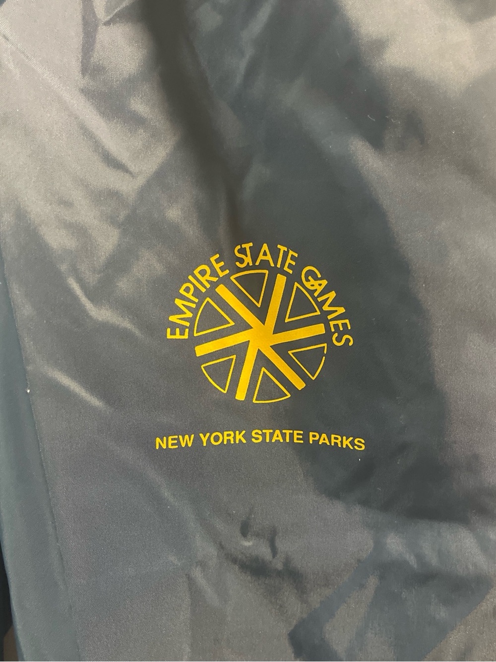 Navy Windbreaker with Yellow Empire State Games Logo Made In USA - Picture 2 of 5